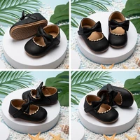 Baby Girl Casual Shoes Infant Toddler Bowknot Non-Slip Rubber Soft-Sole Flat Pu First Walker Newborn Bow Decor Mary Janes Shoes 4
