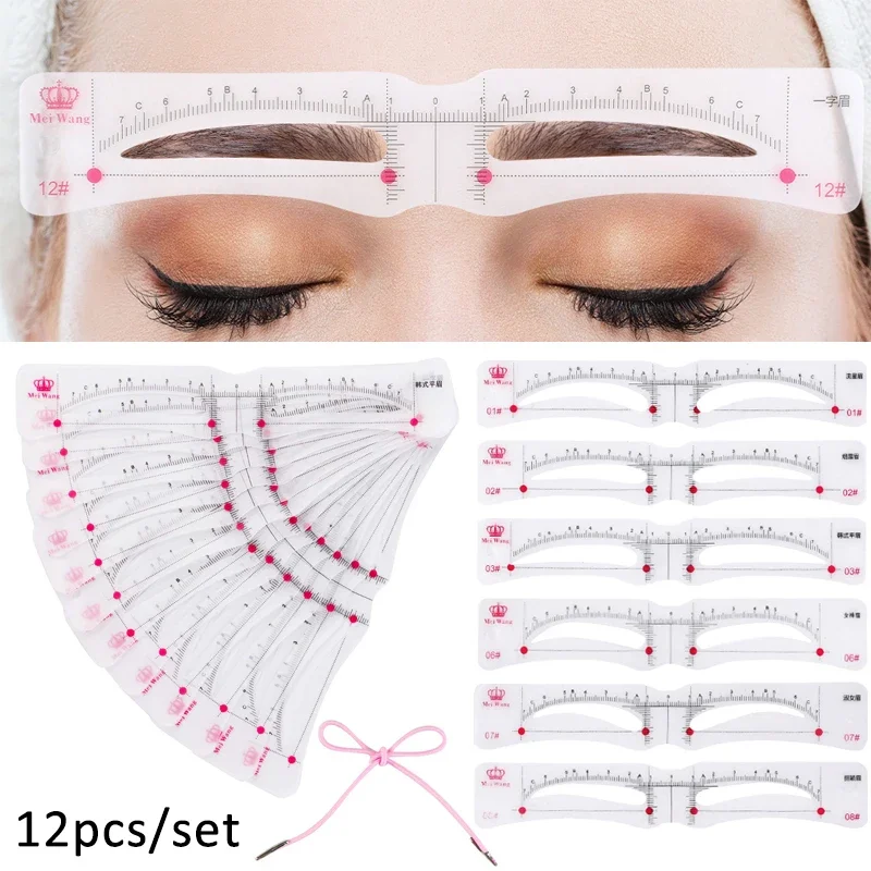 12 Style Fixable Eyebrow Stencil Card Grooming Brow Shaper Template Reusable Stickers Makeup Drawing Eyebrow Stamp Beauty Tools makeup tools eyebrow stencil tool eye makeup tools