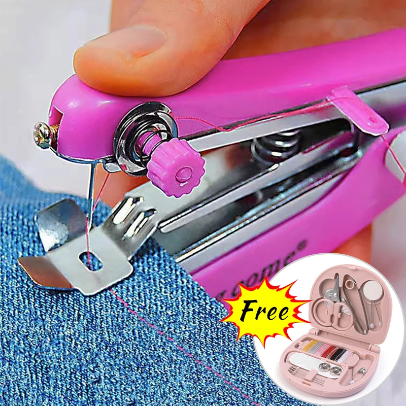 Mini Manual Sewing Machine Kits Portable Hand Stitcher Sewing Machine Repairing Tool For Fabric Cloth Household DIY Sewing Craft 2