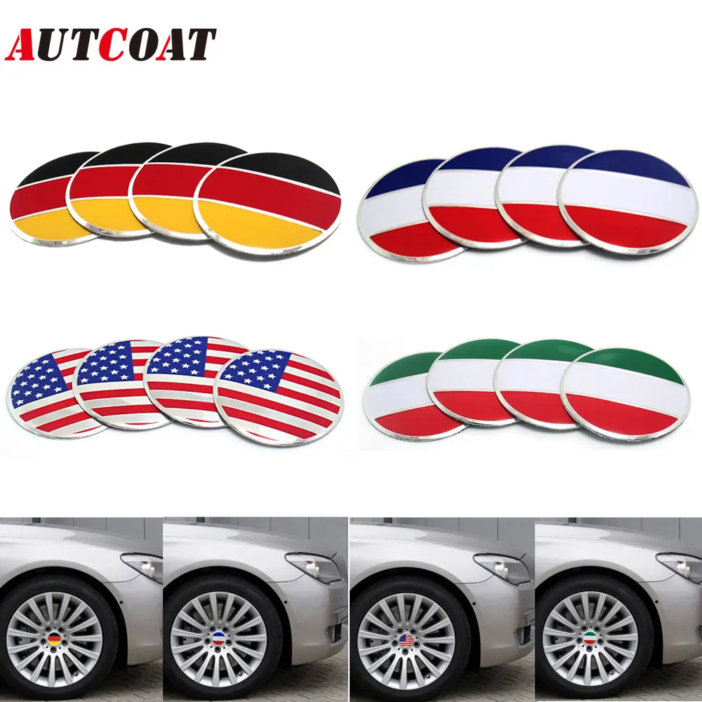 4pcs/set 5.6cm America/german/france/italy Flag Alloy Car Wheel
