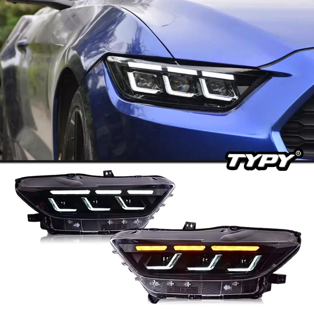 

TYPY Car Headlights For Ford Mustang 2015-2022 LED Car Lamps Daytime Running Lights Dynamic Turn Signals Car Accessories