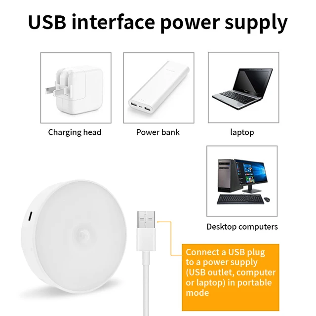 Lumières LED à capteur de mouvement humain, veilleuse pour chambre à coucher, escaliers, couloir, éclairage de garde-robe, lampe de décoration, USB aste, 3 pièces 5