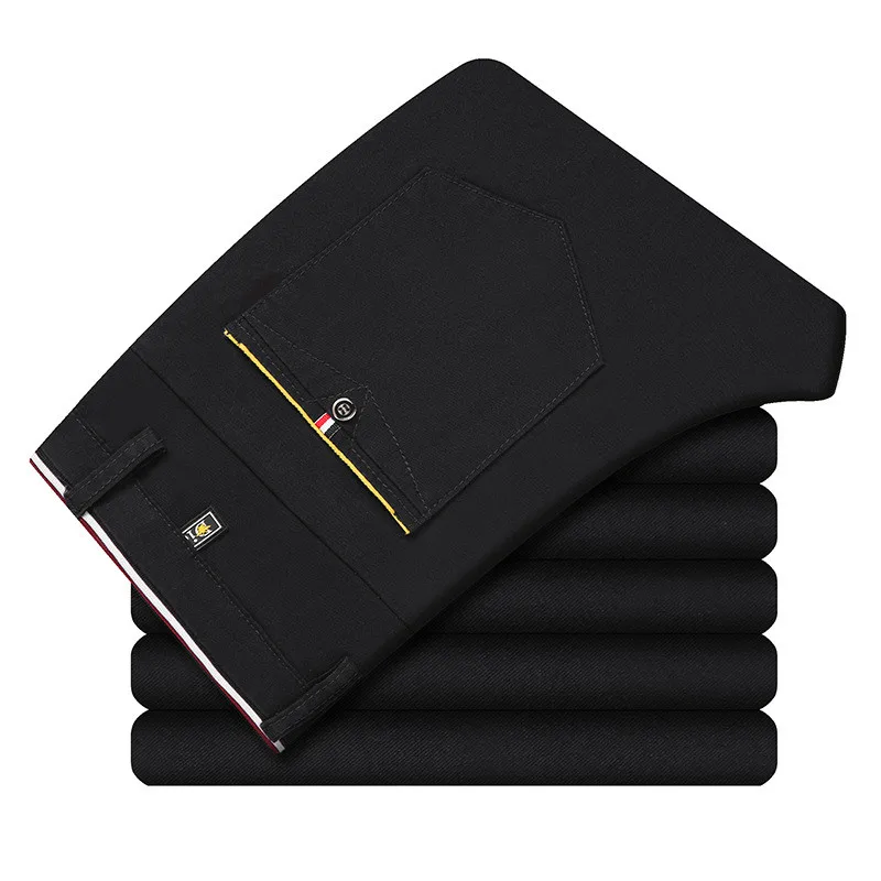 Men Trousers Slim Pleated Casual
