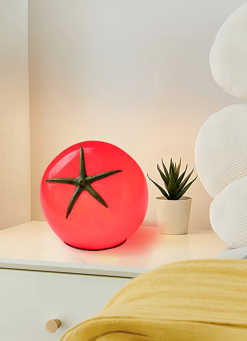 Red Resin Tomato Table Lamp Lovely Home Decoration Atmosphere Lighting Fixtures 3 Changeable EU AU US Plug