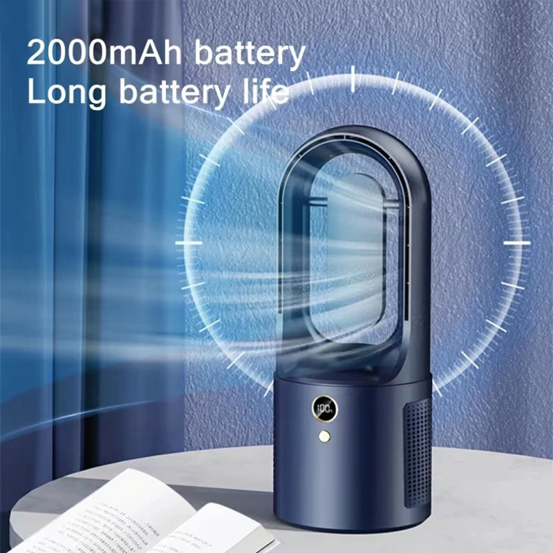 Xiaomi Mijia Electric Bladeless Table Fan Cooler USB Charging Portable  Wireless Mini Cooling Fan Ultra Quiet LED Night Light - AliExpress