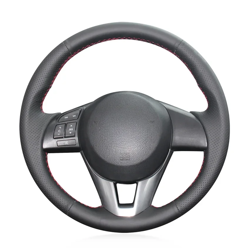 Schwarze Kunstleder-Lenkradabdeckung für Mazda 3 Axela Mazda 6 Atenza Mazda 2 CX-3 CX-5 Scion IA Toyota Yaris