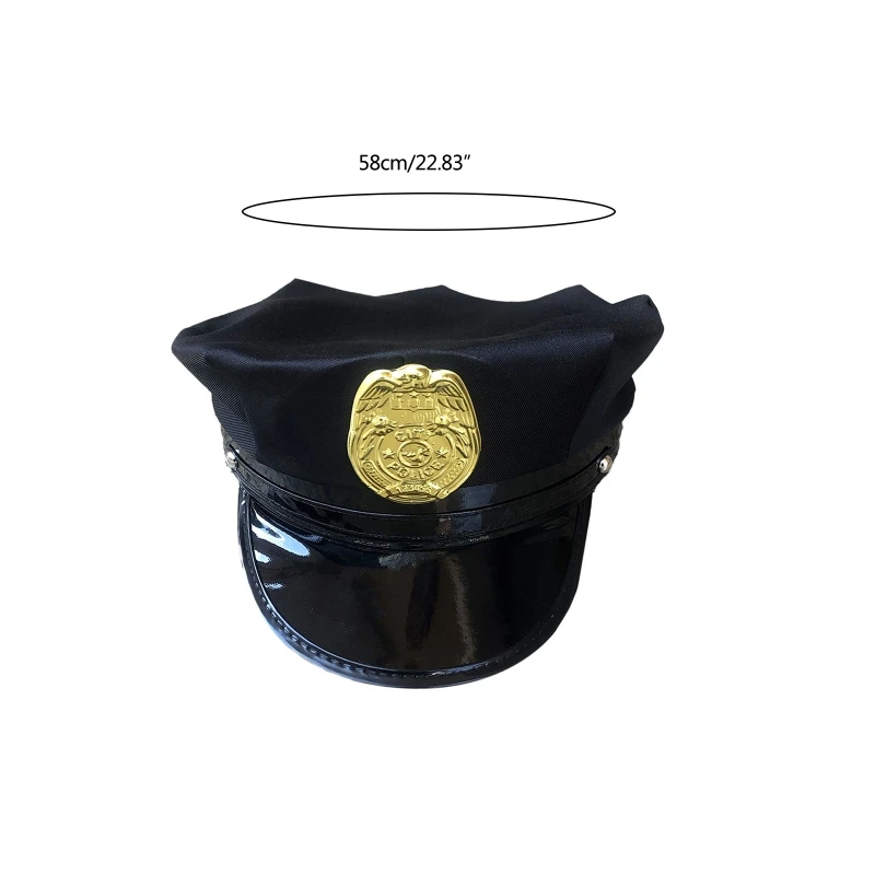 Stylish Cosplay Hat Performance Military Hat Police with Badge Sailor Octagonal for Carnival Cosplay