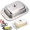 Stainless Steel Butter Dish with Lid Holder Kitchen Butter Serving Container Cheese Storage Keeper Tray Kitchen Dinnerware 1
