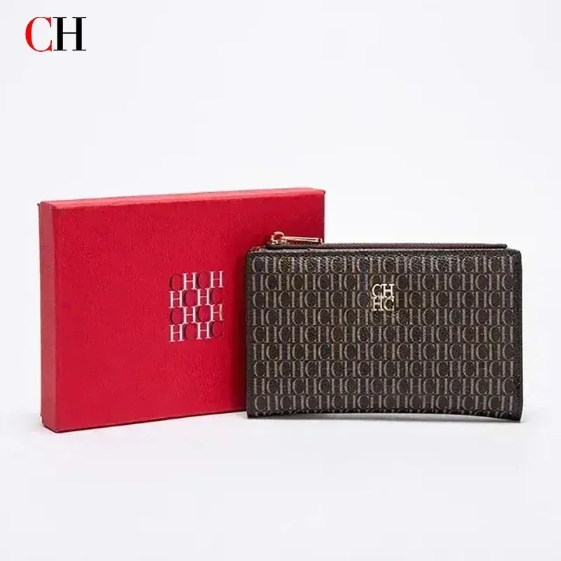 CH Wallet Monogram Print Long Zipper Purse With Box Card Holder Fashion Clutch For Women Daily Use Travel Shopping Casual 3