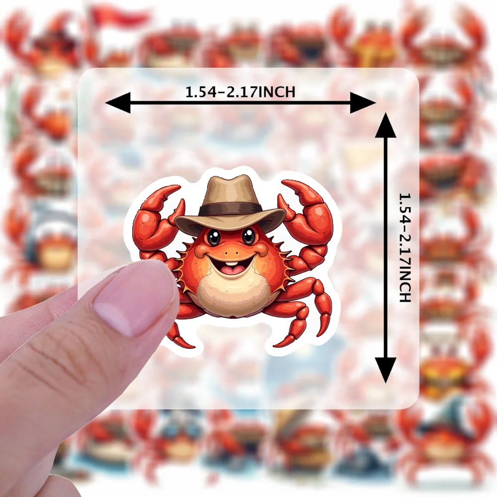 Stickers Cartoon Crab 50pcs Waterproof Travel For Kids DIY Laptop Phone Notebook Luggage Kawaii Decor Kids Gifts