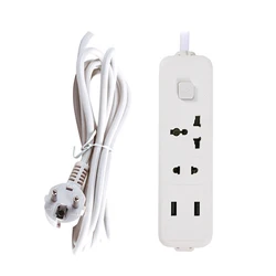 Universal Multi - Outlet Power Strip with Dual USB Ports and 2.5M Cable - 608 (EU With 2USB)