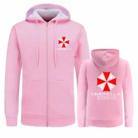 Zip Up Fleece Print Hoodies Sweatshirt Jacket Spring Autumn Men Streetwear Umbrella Corporation Print HipHop Harajuku Tracksuit