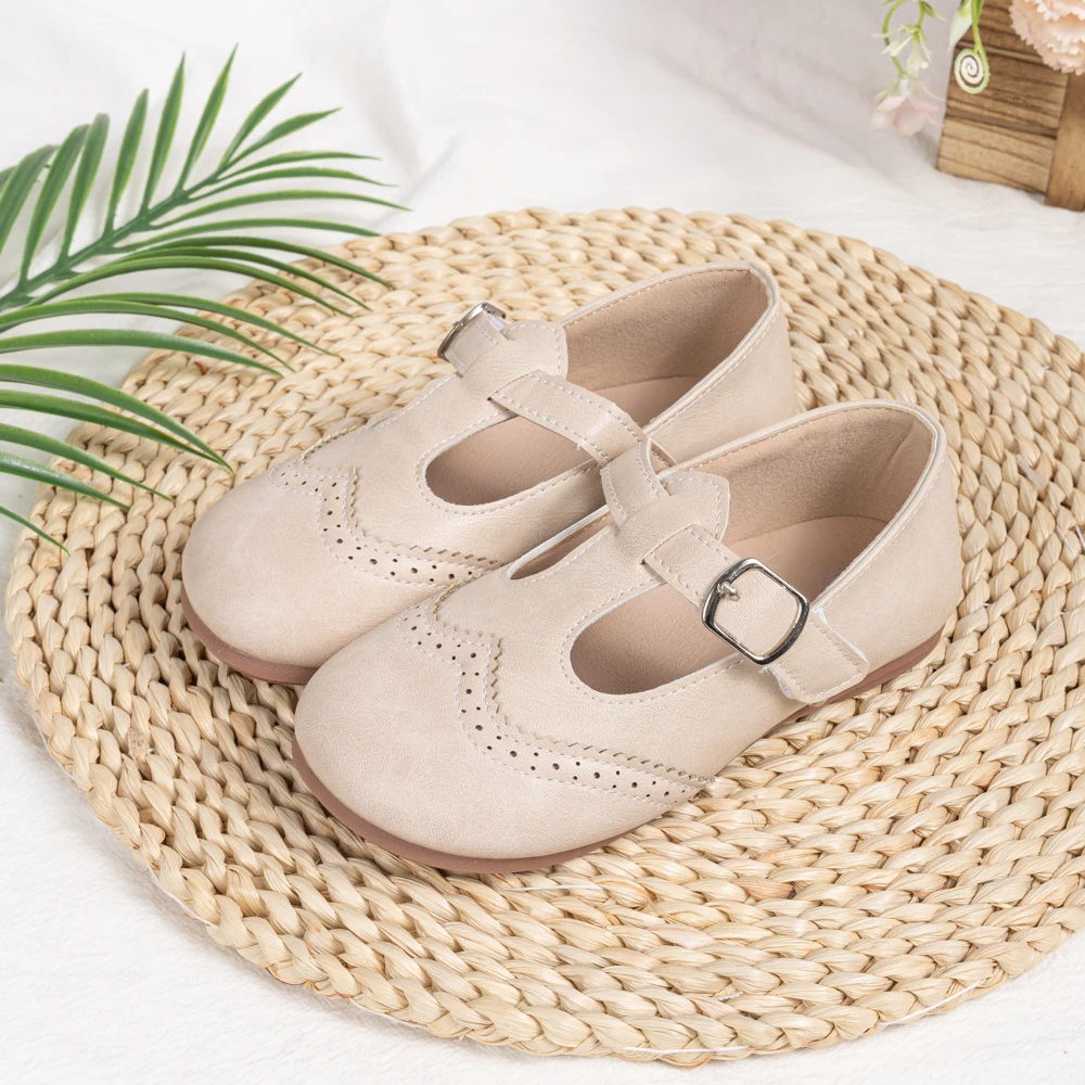 Mädchen T-Riemen Brogue Mary Jane Ballerinas Kleinkinder Einzelriemen Schuluniform Schuhe – Detail 6