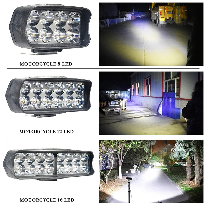 8.ハイライト 1Pcs 8/12/16 Led Motorcycle Headlight External Auxiliary Lamp