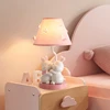 Children's Room Table Lamps Cute Pink Rabbit Light Modern Warm Romantic Princess Room Decor Girl Bedroom Bedside Table Lights 3
