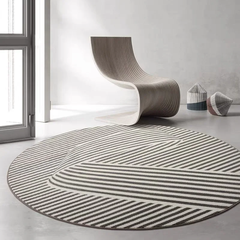 

Nordic Abstract Lines Circular Carpet for Living Room Minimalist Rugs for Bedrooms Anti Slip Bedside Floor Mats Decoration Home