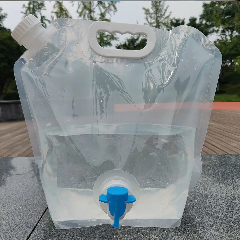 5L/10L 접이식 물주머니(탭 포함) 접이식 안전 밀봉 식수통 휴대용 야외 물주머니 식수 운반용