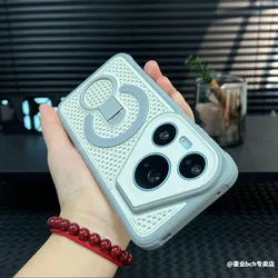 Magnetic Honeycomb Heat Dissipation Case with 360° Holder and PC Skin Feel Finish for HUAWEI Pura 90 Pro (GRAY)