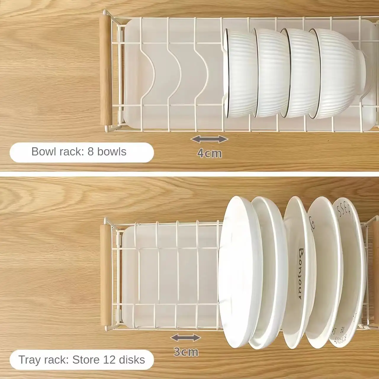 Utensil Storage Rack Kitchen Storage Rack Perforation-Free Drain Bowl Tray Rack Household Countertop Utensil Cabinet Rack 6