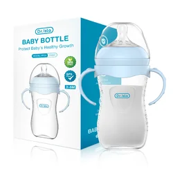 Premium BPA - Free Newborn Baby Bottle with Handle - Available in Multiple Sizes (Blue - 240ml)
