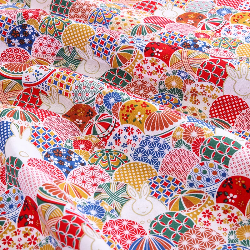 45x145cm Japanese Kimono Fabric Bamboo Printed Cloth Wave Flying Crane Cotton for DIY Sew Clothing,Patchwork Material TJ1023