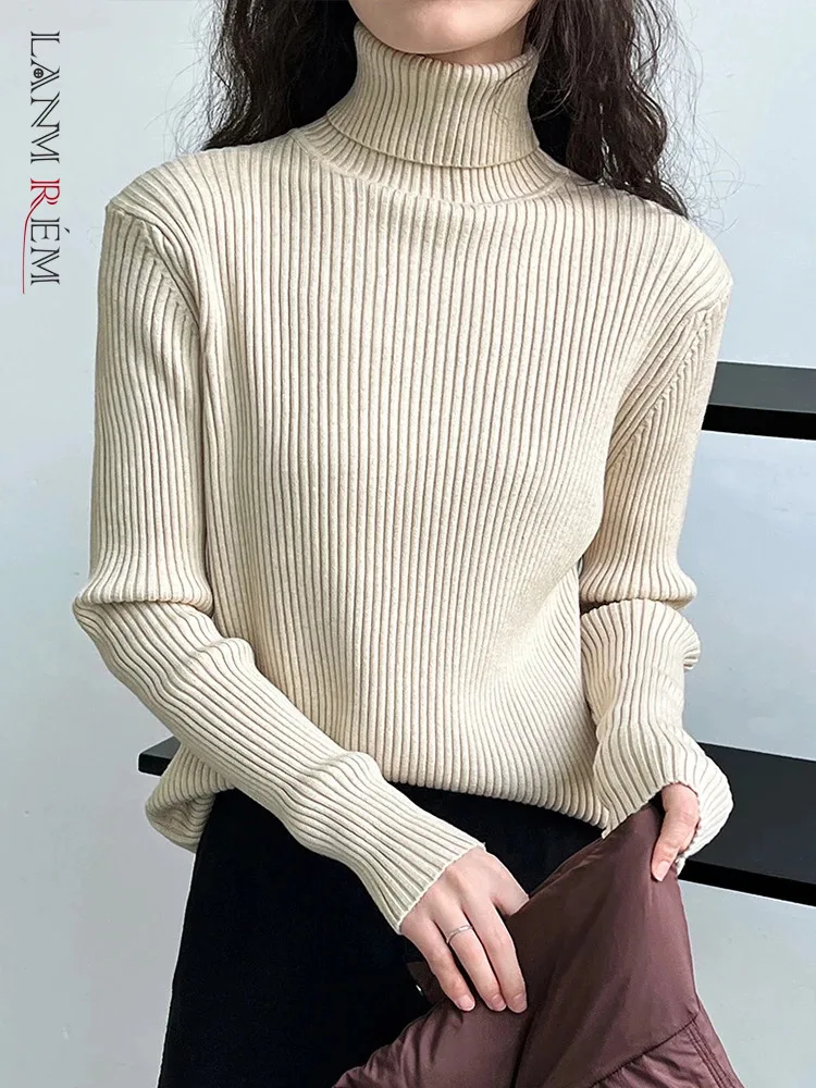 

[LANMREM] Turtleneck Knitting Bottoming Sweater For Women Long Sleeve Slim Office Lady Warm Tops 2023 Winter New 26D6893