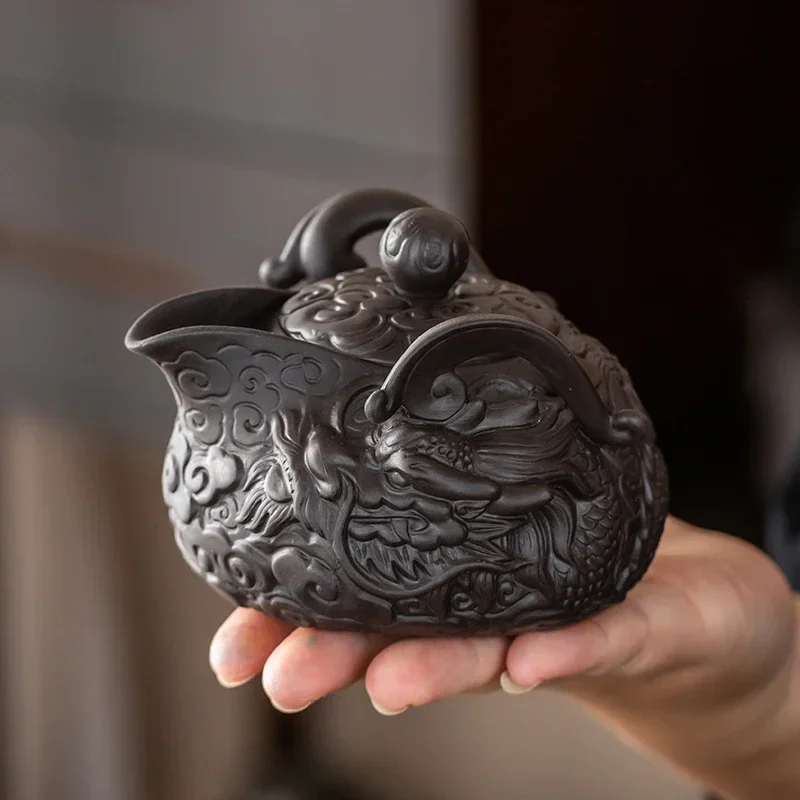 Dragon Teapot Portable Fu Kung Tea Set Teapot [1 + 2 Set] Cups Chinese Porcelain Tea Sets Ceramic Yixing Purple Clay Kettle