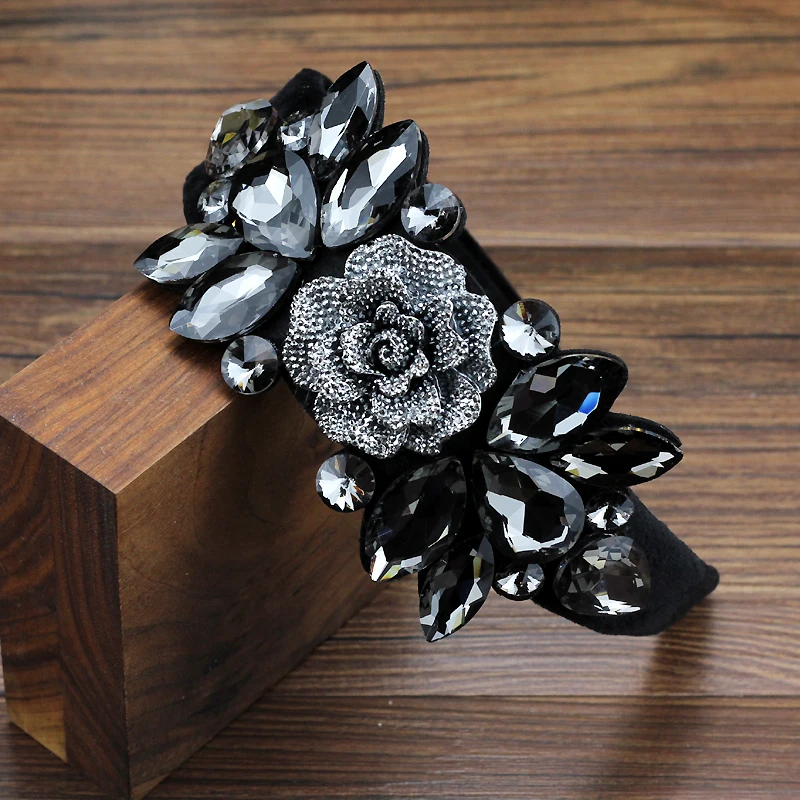 JINBUYAO Fasce per capelli morbide con strass larghi, accessori per capelli con pietre di cristallo ispessite, da donna, fascia barocca per ragazze ( rosa
