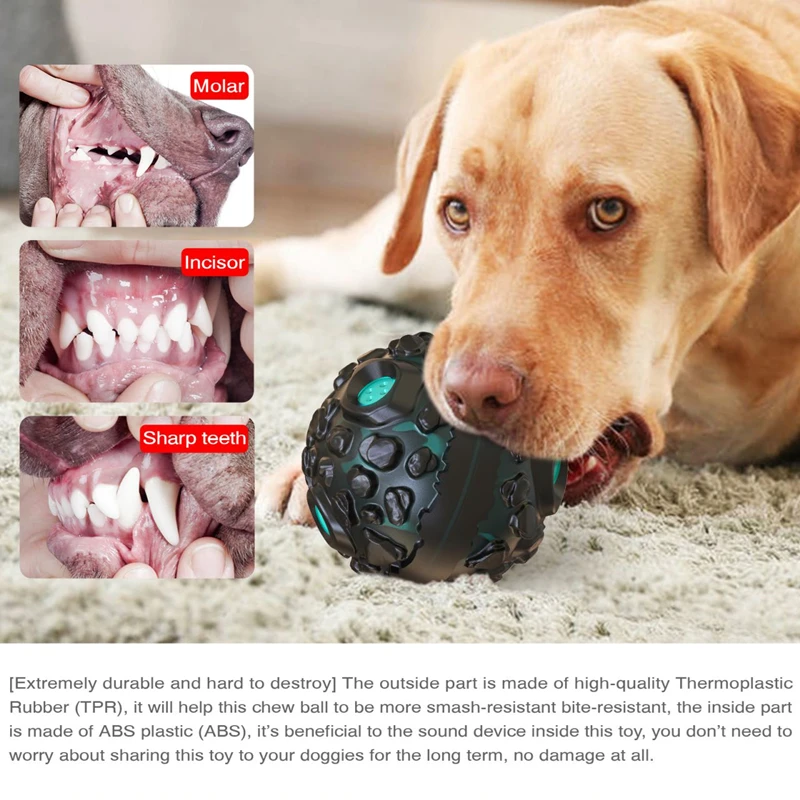 Dog Feeder Toys Chew Bouncing Interesting Strange Squeaky Sound Falling Stone Shaped Ball Relieve Anxiety Teeth Cleaning Toys