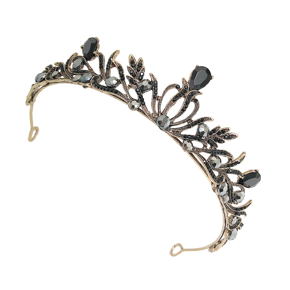 

Hair Ribbons Black Crown Hairband Birthday European American Wedding Accessory Bride