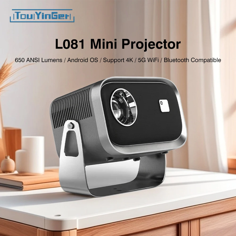 Touyinger L081mini Portable 360&deg; Rotating Projection Android 11 Dual-band Wi-Fi 6 Support 4K 1080P Home Theater Projector