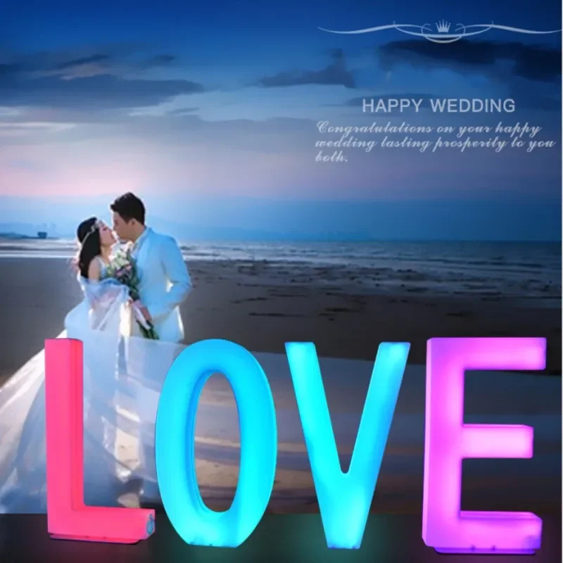 80CM LED Luminous Alphabet Letters Night Light Rechargeable Wedding Event Backdrops Stage Decoration Baby Shower Birthday Decor