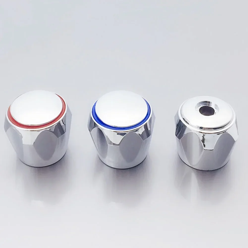 HOT & COLD TAP Faucet Handle Faucet Handle METAL CHROME PLATED Plastic Material REPLACEMENT TOP HEAD COVERS 2PCS