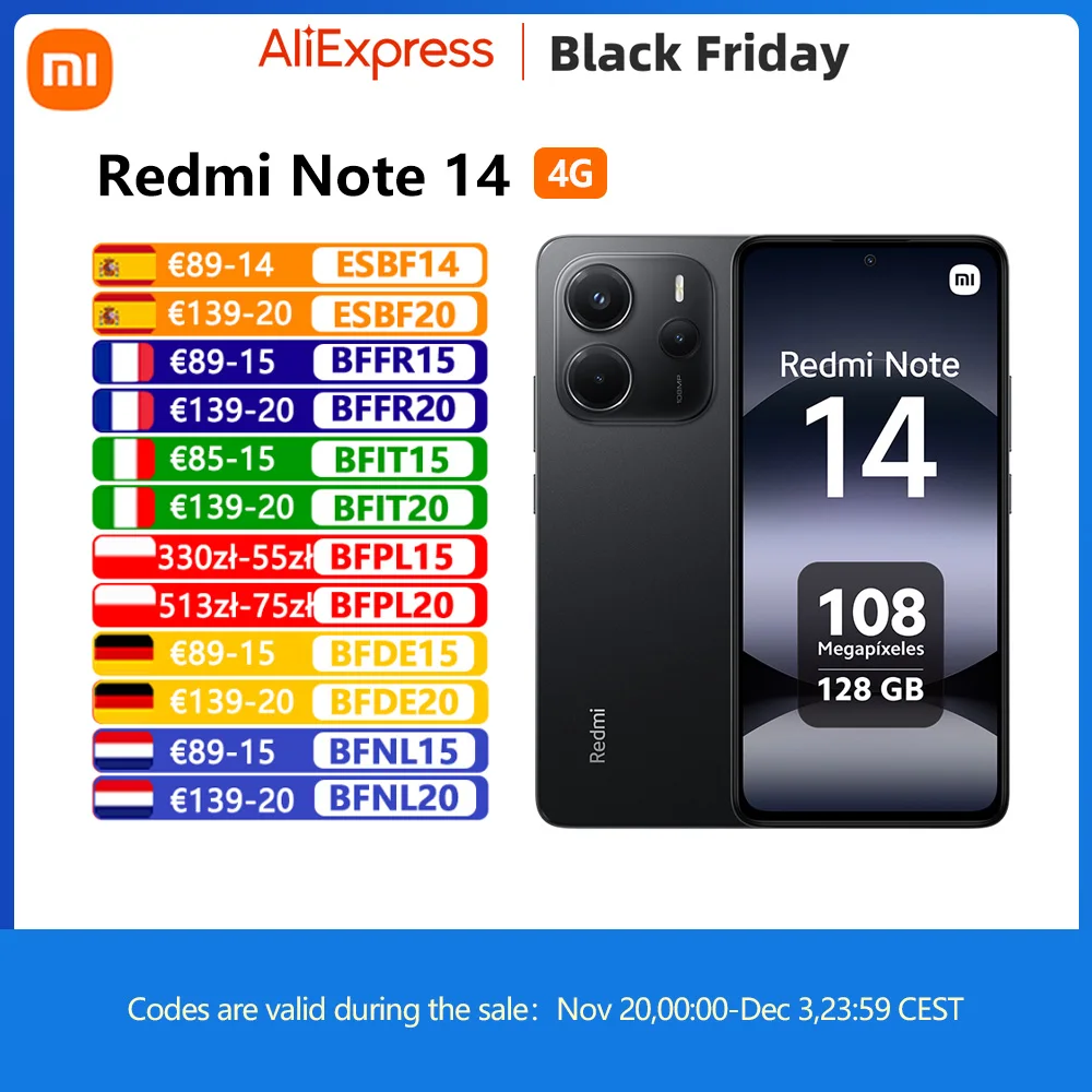 Xiaomi Redmi Note 14 4G NFC helium G99-Ultra 6,67 ''AMOLED screen 120 Hz 108 MP IA camera 5500 mAh battery,Charger Not Included - AliExpress 509