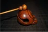 Chinese Natural Boxwood Hand carved Moktak Holz Fisch Buddhistisch Statue 3