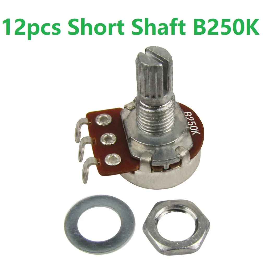 FLEOR 12PCS 18-spline Mini Potentiometer Gitarre Töpfe 500K/250K Lange/Kurz Welle Wählen E-gitarre Teile – Detail 7