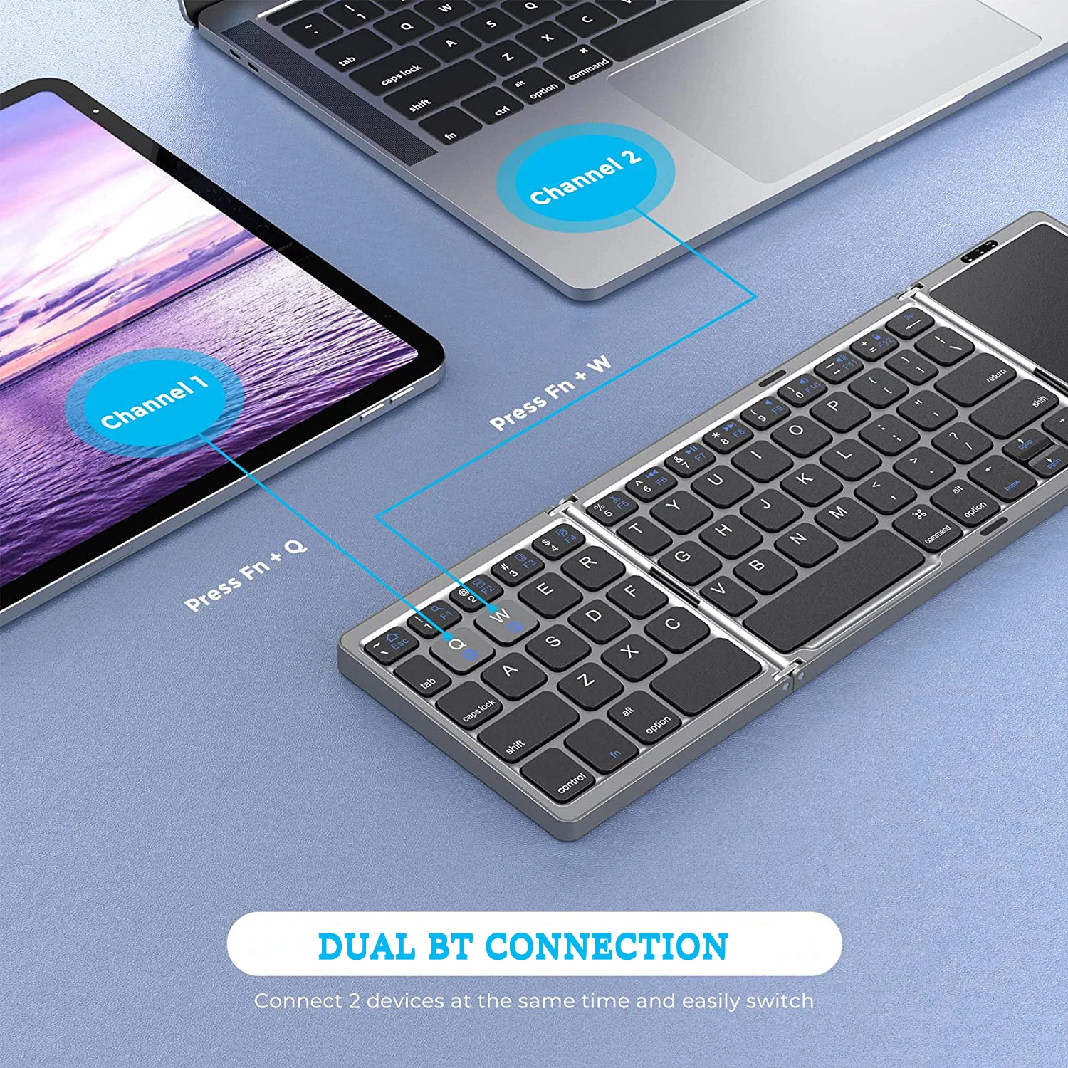 Dobrável Teclados Portáteis para PC Mac Smartphone Windows iOS Android