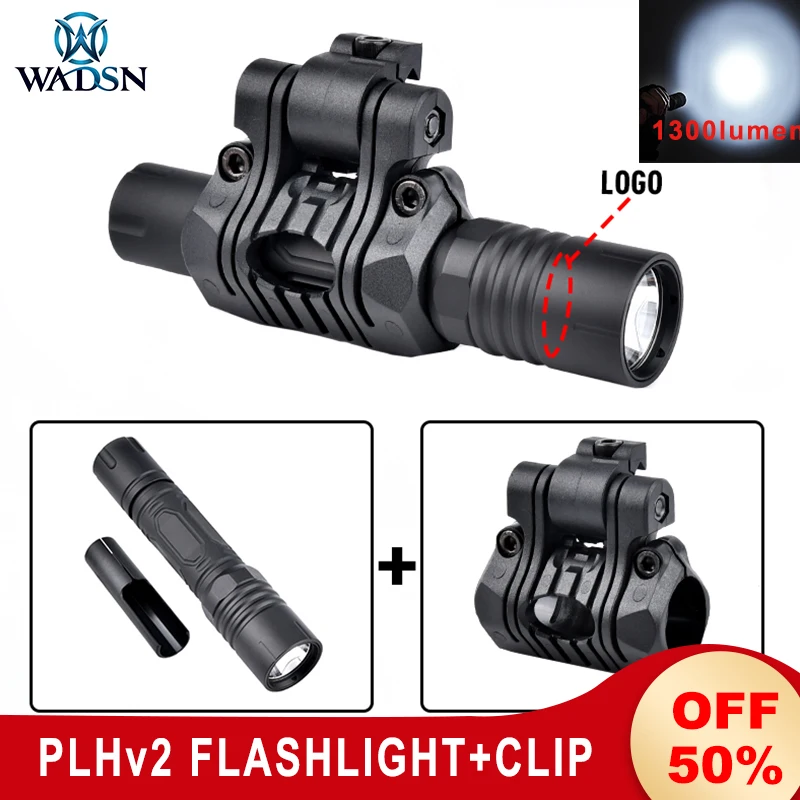 Wadsn Plhv2 Tactical Flashlight Fast Helmet Lamp Clip 1300lumen Modlit