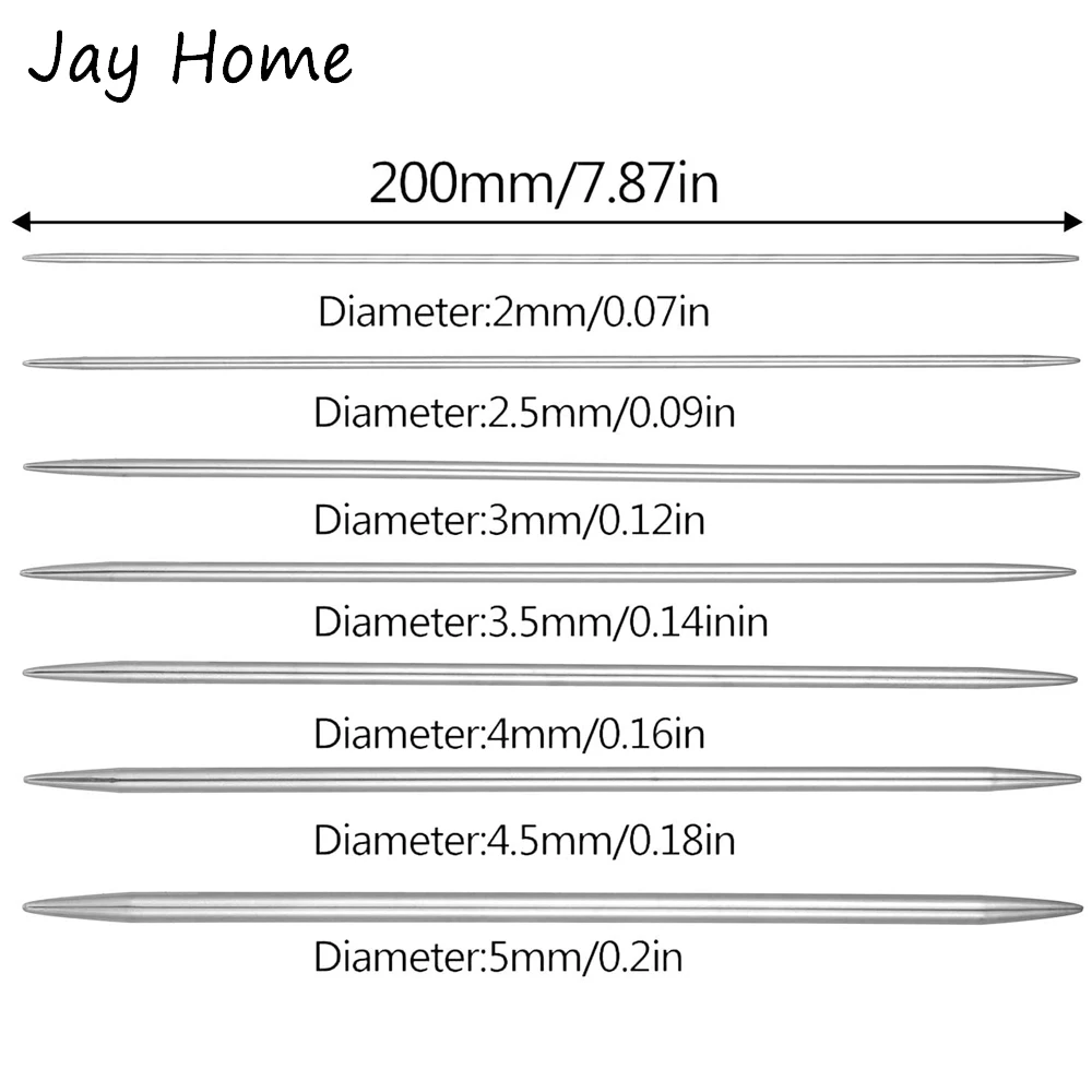 Premium Stainless Steel Double-Pointed Knitting Needles Set (20cm)