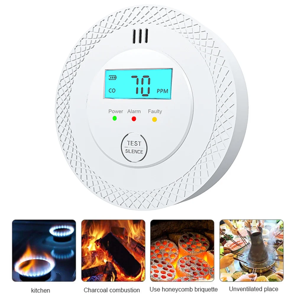 ELeopard Independent CO Alarm Sensor Carbon Monoxide Alarm Detector High Sensitive Warning LCD Display CO Alarm With UL2034