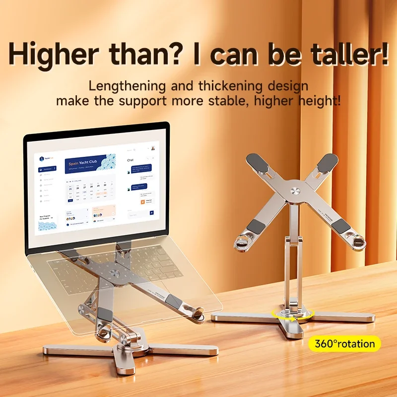 Laptop Stand 360 Rotating Base Computer Notebook Riser Metal Holder for Desk Collaborative Work Fits All MacBook