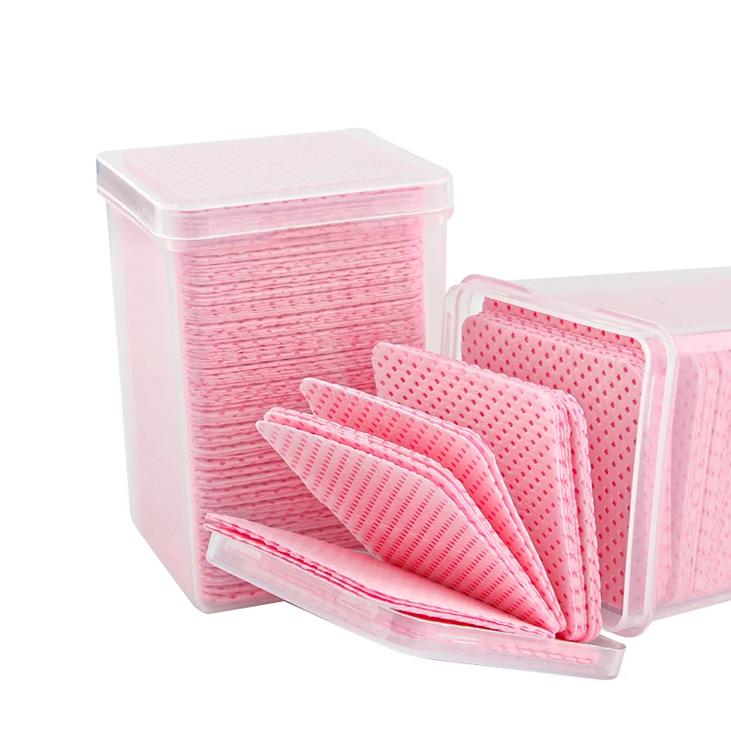 200 pcs/case Eyelash Glue Clean Cotton Piece Lint-Free Nail Gel Polish Remover Wipes Paper Cotton Makeup Removal Manicure Tools 2