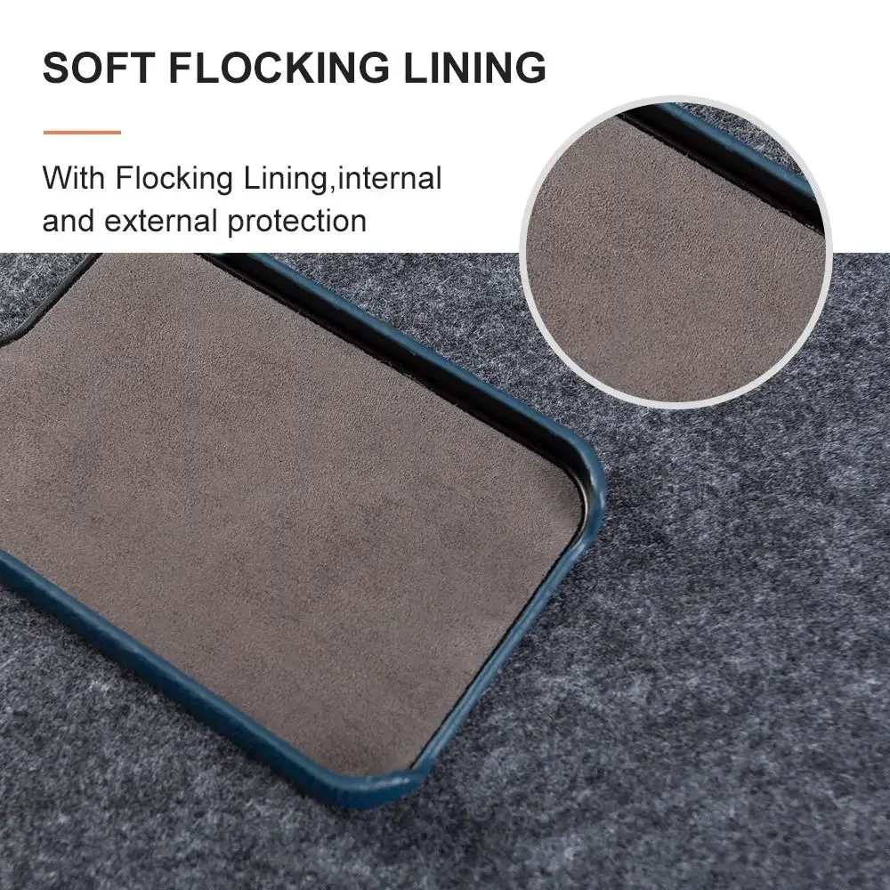 Premium Genuine Leather Business Phone Case with Lychee Texture - Shockproof Protective Cover