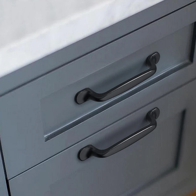 Description Picture 6 of item1/3/5 Sets Simple Style Black Cabinet Handles Solid Aluminum Alloy Kitchen Cupboard Pulls Drawer Knobs Furniture Handle Hardware