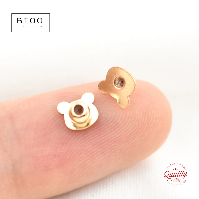 14K Gold Filled little Bear Ear Clutches 3mm Earring Backs Wholesale Supplies for Jewelry DIY Tarnish Resistant Jewelry Findings