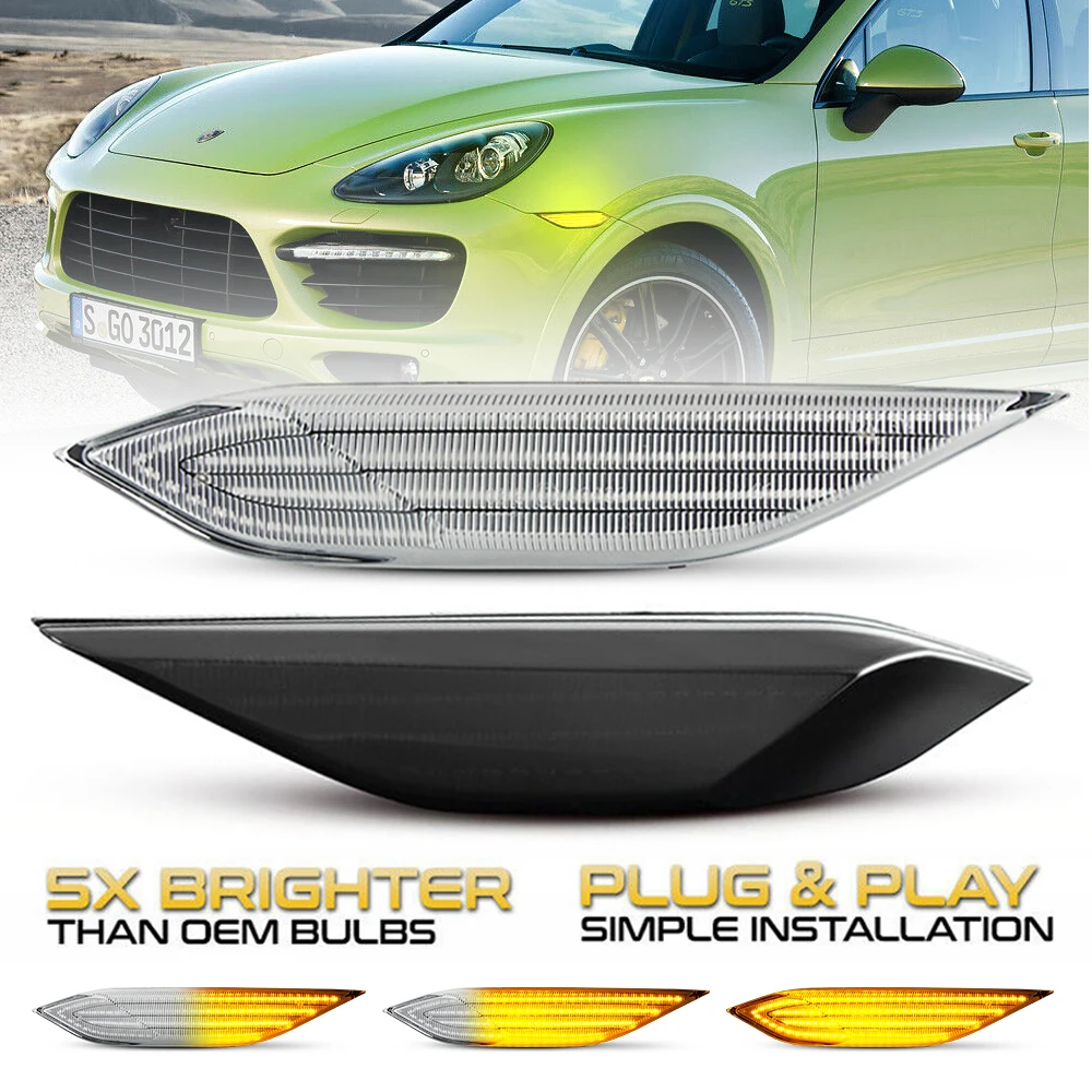 2 Pz Ambra Switchback Led Side Markers Indicatore Di Direzione Con Luci Di Posizione Di Marcia Per Porsche Cayenne 958 92A Gen 2010-2014