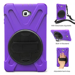 Rugged Armor Tablet Case with Kickstand and Hand/Shoulder Straps - No shoulder Strap (Purple)