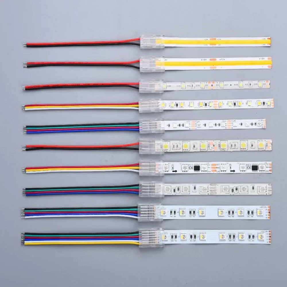 Conector de cubierta transparente sin soldadura, tira de luz LED de un solo Color, CCT, RGB, RGBW, RGBCCT, conectores de esquina, 2, 3, 4, 5, 6 pines, 5 piezas