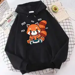 Cute Pew Red Panda Kawaii Printed Hoodie Men/Women's Casual Hoodies Long Sleeve Pullover Sweatshirts Oversized Unisex Clothing