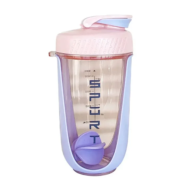 600ML Shaker Bottle with Plastic Whisk Ball BPA Free Plastic Protein Shakes Leakproof for Powder Workout Gym Sport 6
